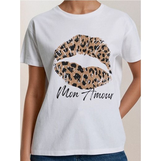Sinsay - Koszulka z nadrukiem zwierzęcym - biały ze sklepu Sinsay w kategorii Bluzki damskie - zdjęcie 185592026
