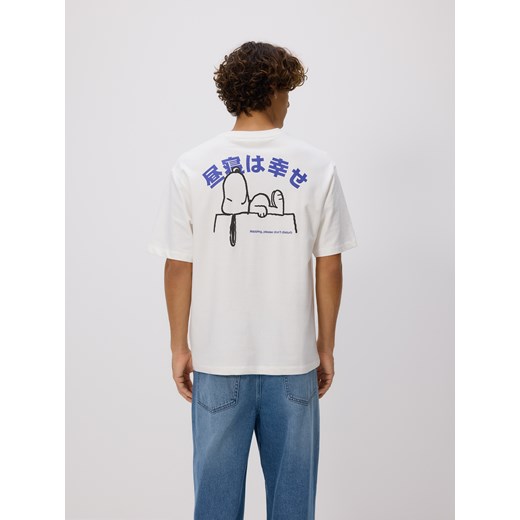 Reserved - Bawełniany t-shirt Snoopy - złamana biel ze sklepu Reserved w kategorii T-shirty męskie - zdjęcie 185593516