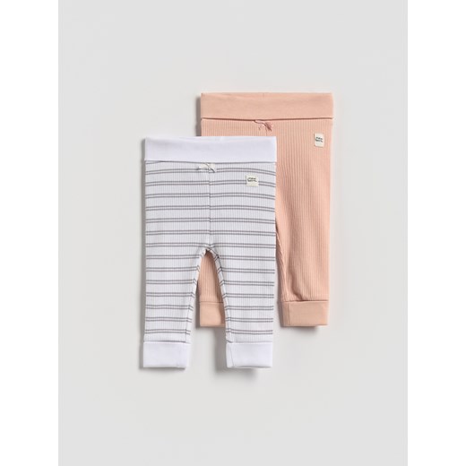 Reserved - Bawełniane legginsy 2 pack - brudny róż ze sklepu Reserved w kategorii Spodnie i półśpiochy - zdjęcie 185593797