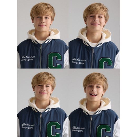 Reserved - Kurtka bomber oversize - granatowy ze sklepu Reserved w kategorii Kurtki chłopięce - zdjęcie 185595949