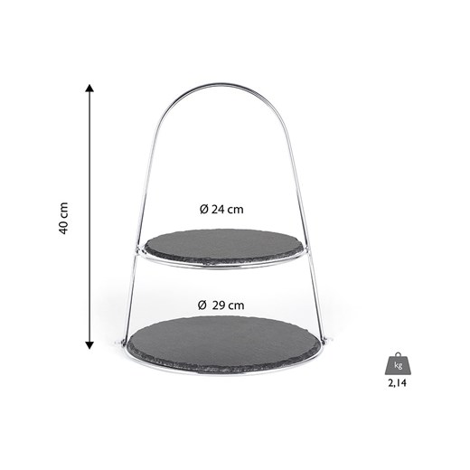 Echtwerk Etażerka w kolorze srebrno-czarnym - wys. 40 cm Echtwerk onesize Limango Polska wyprzedaż