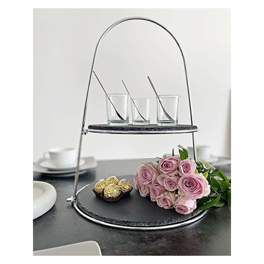 Echtwerk Etażerka w kolorze srebrno-czarnym - wys. 40 cm Echtwerk onesize Limango Polska okazja