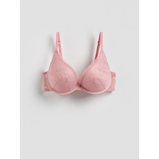 Reserved - Biustonosz push up z haftem - różowy Reserved 75C Reserved