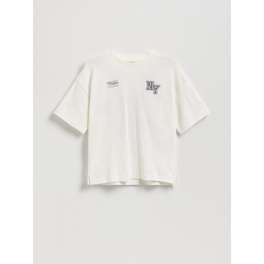 Reserved - T-shirt z nadrukiem na plecach - złamana biel ze sklepu Reserved w kategorii Bluzki dziewczęce - zdjęcie 185597655