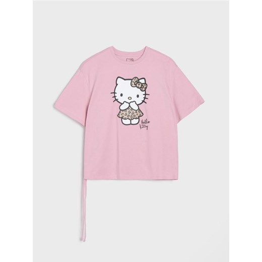 Sinsay - Bawełniana koszulka z nadrukiem Hello Kitty - różowy ze sklepu Sinsay w kategorii Bluzki dziewczęce - zdjęcie 185599875