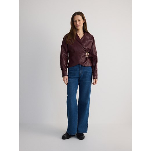 Reserved - Kurtka z asymetrycznym zapięciem - burgundowy Reserved S okazja Reserved
