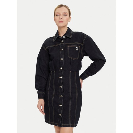 KARL LAGERFELD Sukienka jeansowa A4W13019 Granatowy Relaxed Fit ze sklepu MODIVO w kategorii Sukienki - zdjęcie 185602976