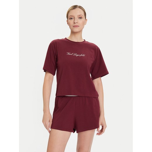 KARL LAGERFELD Piżama A4W45012 Bordowy Regular Fit ze sklepu MODIVO w kategorii Piżamy damskie - zdjęcie 185606227