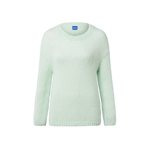 HUGO BLUE Damski sweter z dzianiny z zawartością alpaki - Slookina Kobiety miętowy jednolity ze sklepu vangraaf w kategorii Swetry damskie - zdjęcie 185607516