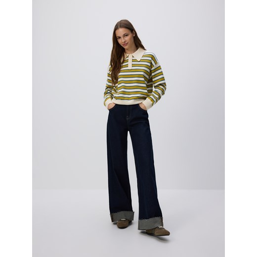 Reserved - Sweter polo z wiskozą - wielobarwny Reserved L Reserved