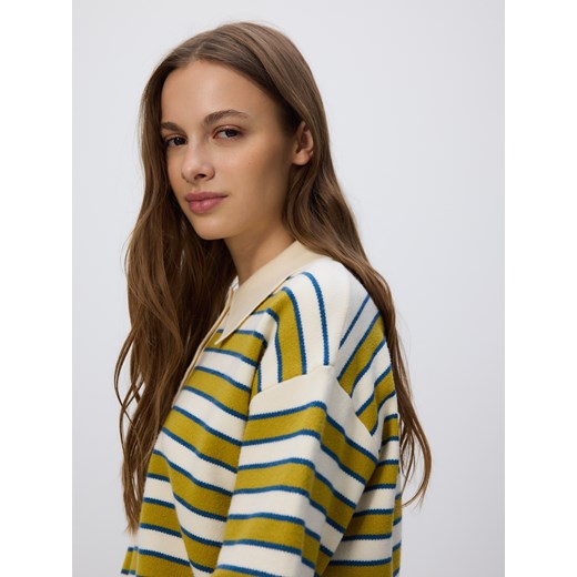 Reserved - Sweter polo z wiskozą - wielobarwny Reserved S Reserved