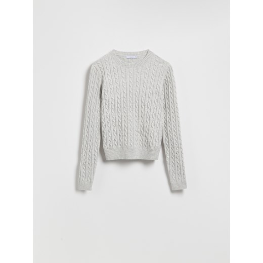 Reserved - Sweter z ozdobnym splotem - jasnoszary ze sklepu Reserved w kategorii Swetry damskie - zdjęcie 185608405