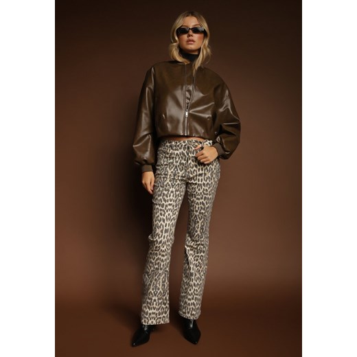 Panterkowe Panterkowe Jeansy Typu Dzwony z Bawełny High Waist Soparae ze sklepu renee.pl w kategorii Jeansy damskie - zdjęcie 185614735
