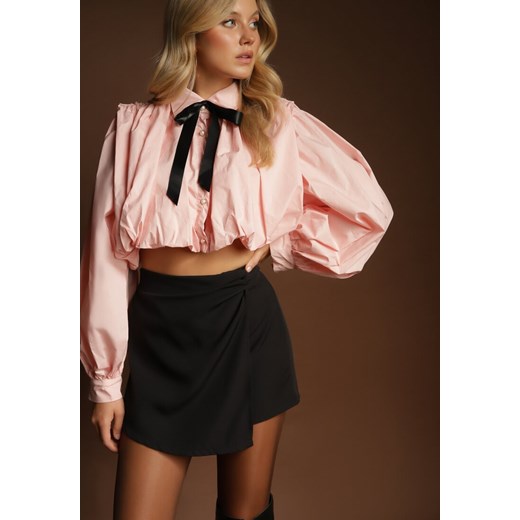 Czarne Spódnico-Szorty High Waist o Asymetrycznym Kroju Lanietta ze sklepu renee.pl w kategorii Szorty - zdjęcie 185614745