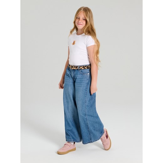 Sinsay - Bawełniane jeansy wide leg - niebieski Sinsay 140 (9-10 l) Sinsay