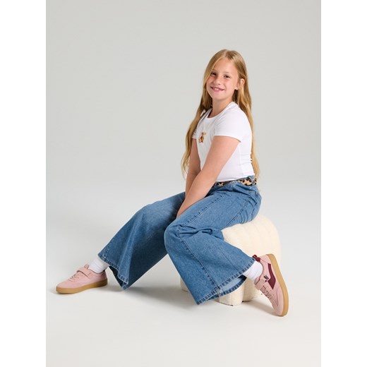 Sinsay - Bawełniane jeansy wide leg - niebieski Sinsay 140 (9-10 l) Sinsay