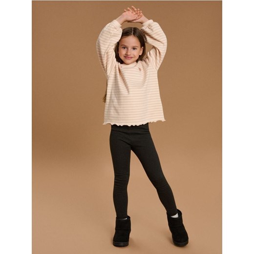 Sinsay - Prążkowane legginsy z gumką w pasie - czarny ze sklepu Sinsay w kategorii Spodnie dziewczęce - zdjęcie 185615877