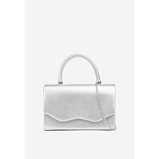 Srebrna Prostokątna Torebka Kopertówka z Rączką i Klapą Zariene ze sklepu born2be.pl w kategorii Kopertówki - zdjęcie 185621139