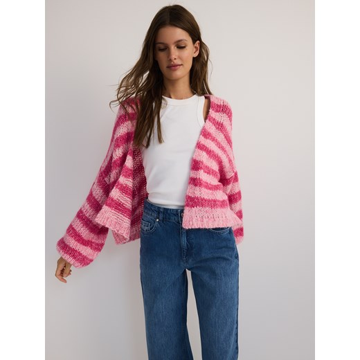 Reserved - Kardigan z obniżoną linią ramion - pastelowy róż Reserved M wyprzedaż Reserved