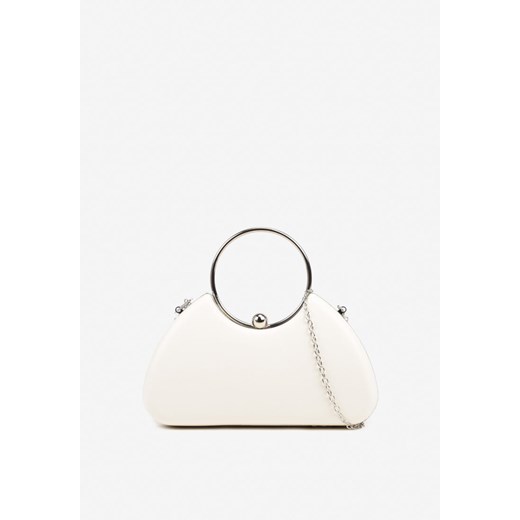 Biała Torebka Kopertówka z Metaliczną Ozdobą z Łańcuszkiem i Uchwytem Zarienna ze sklepu born2be.pl w kategorii Kopertówki - zdjęcie 185625306