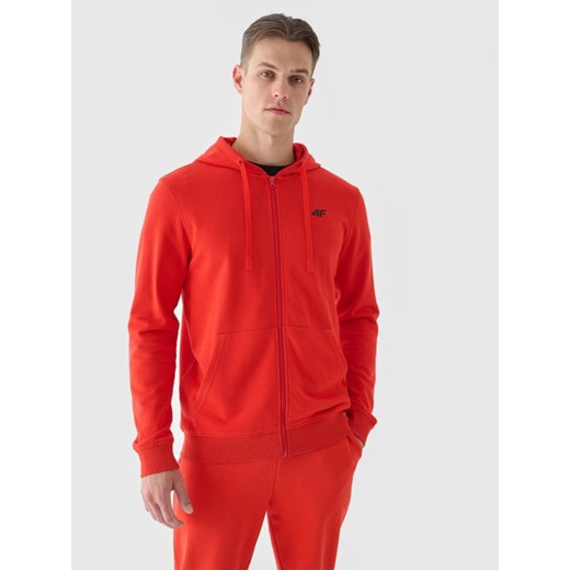 Męska bluza rozpinana z kapturem 4F 4FWMM00TSWSM1466 - czerwona ze sklepu Sportstylestory.com w kategorii Bluzy męskie - zdjęcie 185625476