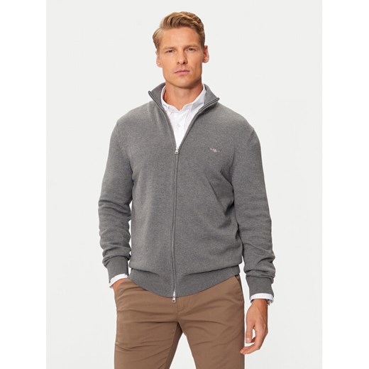 Gant Sweter 8030164 Szary Regular Fit ze sklepu MODIVO w kategorii Swetry męskie - zdjęcie 185625609