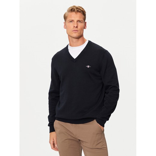 Gant Sweter Classic 8030562 Granatowy Regular Fit ze sklepu MODIVO w kategorii Swetry męskie - zdjęcie 185625638