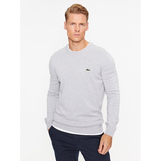 Lacoste Sweter AH1985 Szary Regular Fit ze sklepu MODIVO w kategorii Swetry męskie - zdjęcie 185625639