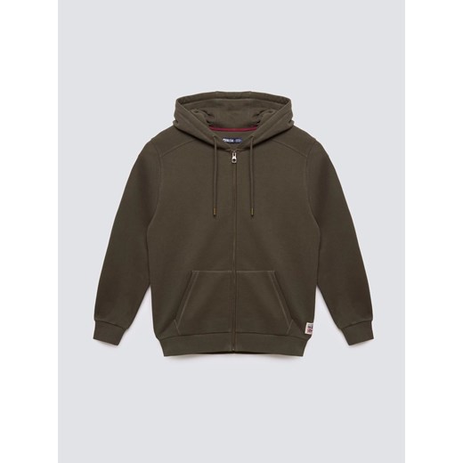 Bluza męska rozpinana z kapturem khaki Jagmur 303 ze sklepu Big Star w kategorii Bluzy męskie - zdjęcie 185626009