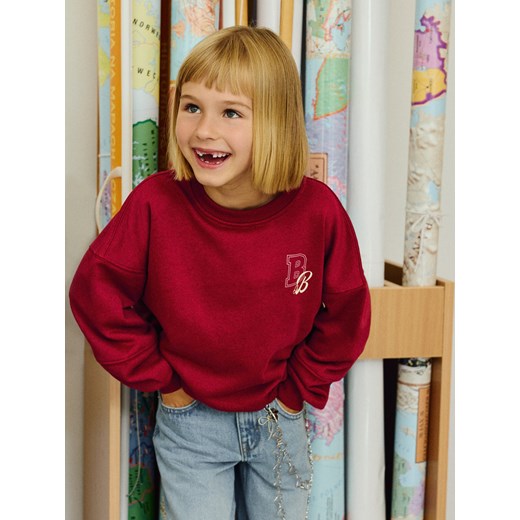Reserved - Bluza z drobnym nadrukiem - bordowy ze sklepu Reserved w kategorii Bluzy dziewczęce - zdjęcie 185626916
