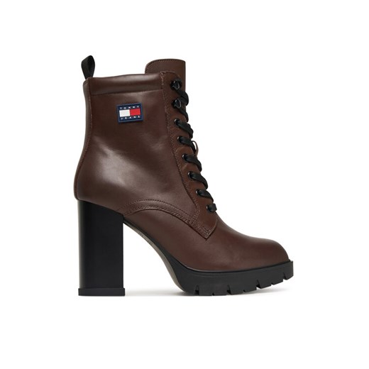 Botki Tommy Jeans Tjw Lace Up EN0EN02832 Brązowy ze sklepu eobuwie.pl w kategorii Botki - zdjęcie 185630347
