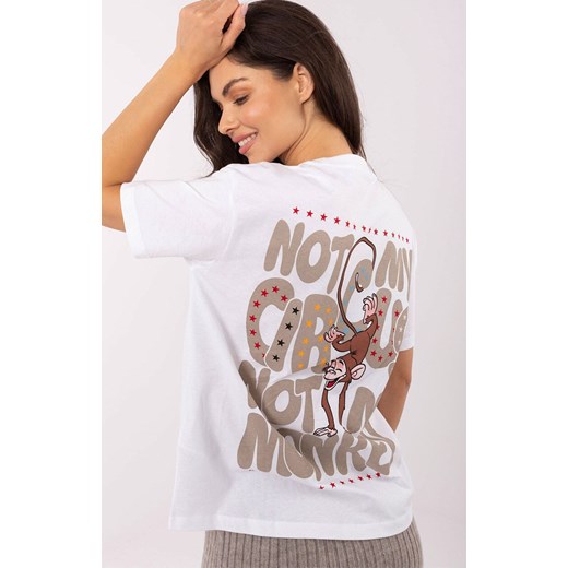 Biały t-shirt damski z nadrukiem D12022AI02645S, Kolor biały, Rozmiar L, Sublevel ze sklepu Primodo w kategorii Bluzki damskie - zdjęcie 185631368