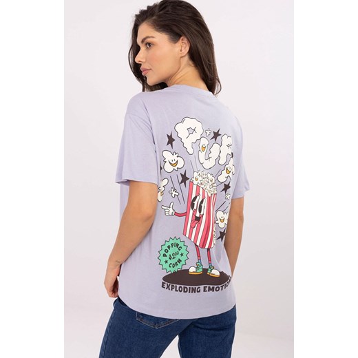 Liliowy t-shirt damski z nadrukiem D12022AI02645S, Kolor liliowy, Rozmiar L, Sublevel ze sklepu Primodo w kategorii Bluzki damskie - zdjęcie 185631375