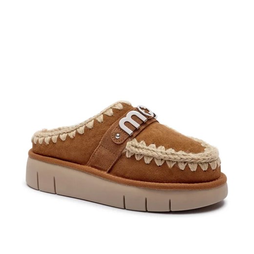 MOU Skórzane mule Bounce Clog | z dodatkiem wełny ze sklepu Gomez Fashion Store w kategorii Klapki damskie - zdjęcie 185633377