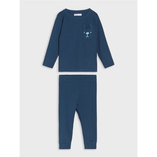 Sinsay - Komplet z prążkowanej dzianiny z ozdobną kieszenią - granatowy ze sklepu Sinsay w kategorii Komplety niemowlęce - zdjęcie 185634007