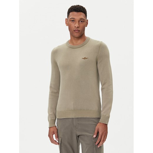 Aeronautica Militare Sweter 252MA1610UL00556 Khaki Regular Fit ze sklepu MODIVO w kategorii Swetry męskie - zdjęcie 185634795