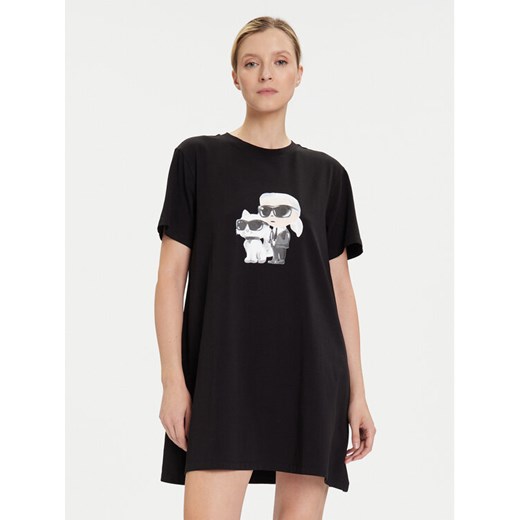 KARL LAGERFELD Koszula nocna A3W45007 Czarny Regular Fit ze sklepu MODIVO w kategorii Koszule nocne - zdjęcie 185634797