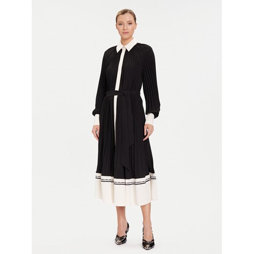 KARL LAGERFELD Sukienka koszulowa A4W13047 Czarny Regular Fit ze sklepu MODIVO w kategorii Sukienki - zdjęcie 185634816