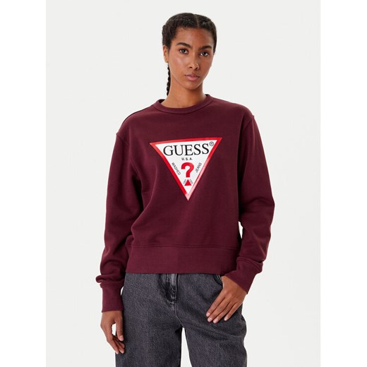 Guess Bluza W2YQ16 KBA11 Bordowy Regular Fit ze sklepu MODIVO w kategorii Bluzy damskie - zdjęcie 185634886