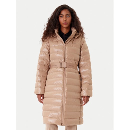 Calvin Klein Kurtka zimowa LV044D543G Beżowy Slim Fit ze sklepu MODIVO w kategorii Kurtki damskie - zdjęcie 185634918