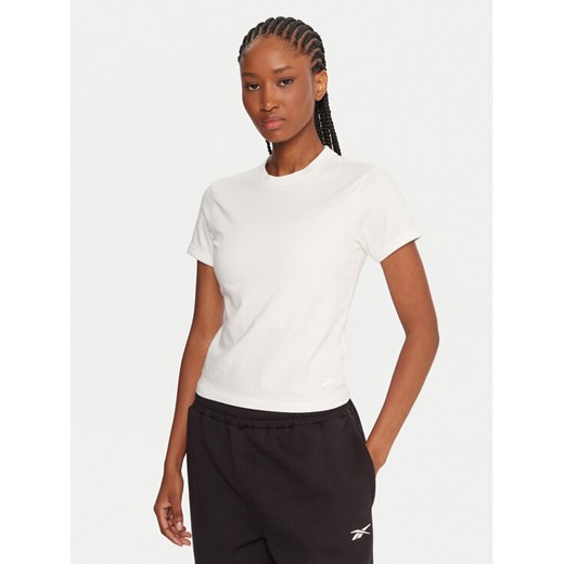Reebok T-Shirt RK25309CCW Biały Slim Fit ze sklepu MODIVO w kategorii Bluzki damskie - zdjęcie 185635059