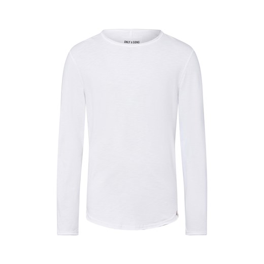 Only&Sons Męska koszula z długim rękawem - ONSBenne Mężczyźni Bawełna biały jednolity ze sklepu vangraaf w kategorii T-shirty męskie - zdjęcie 185638347