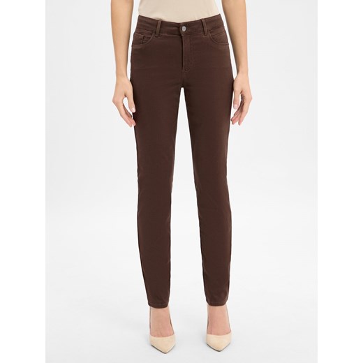 BRAX Spodnie - Shakira Kobiety Modal czekoladowy jednolity ze sklepu vangraaf w kategorii Spodnie damskie - zdjęcie 185638399