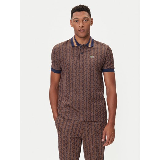 Lacoste Polo DH1417 Brązowy Regular Fit ze sklepu MODIVO w kategorii T-shirty męskie - zdjęcie 185638949