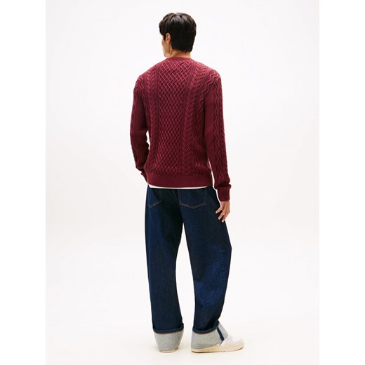 Tommy Jeans Męski sweter Mężczyźni Bawełna bordowy jednolity ze sklepu vangraaf w kategorii Swetry męskie - zdjęcie 185639547
