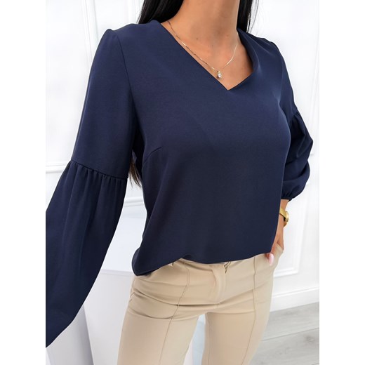 Granatowa Bluzka z Dekoltem V Modnakiecka.pl 42 ModnaKiecka.pl