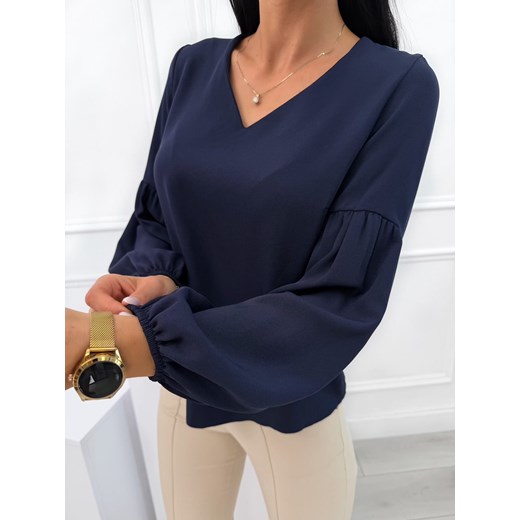 Granatowa Bluzka z Dekoltem V Modnakiecka.pl 48 ModnaKiecka.pl