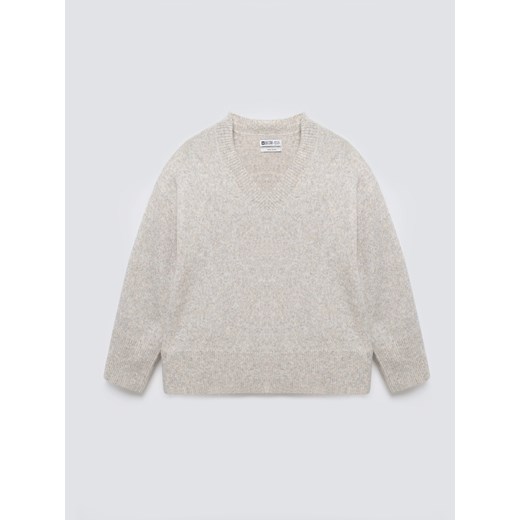 Sweter damski v-neck z dodatkiem wełny beżowy Violina 801 ze sklepu Big Star w kategorii Swetry damskie - zdjęcie 185640316