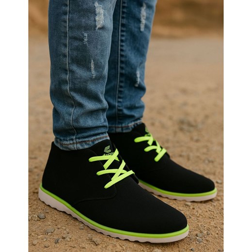 Wysokie jesienne trampki męskie Czarne /E9-2 18053 T230/ ze sklepu Pantofelek24.pl w kategorii Trampki męskie - zdjęcie 185640589