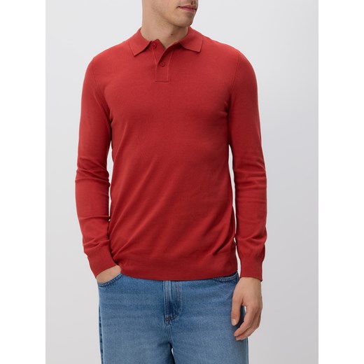 Reserved - Wiskozowy sweter polo - intenstywna czerwień Reserved S Reserved